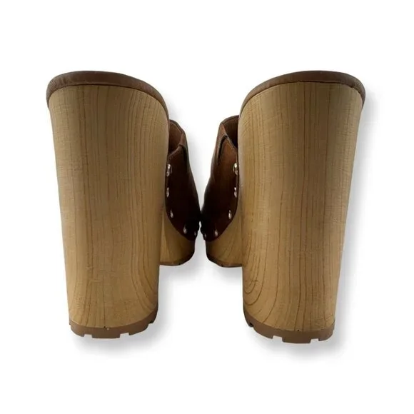 Sun + Stone Taanya Platform Clog Mules Studded in Brown Micro Suede Size 11 - Picture 7 of 11